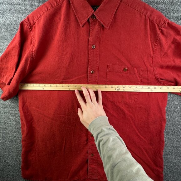 Orvis Hemp Tencel Blend Mens Short Sleeve Button Up Shirt Large Orange Red - Picture 5 of 11